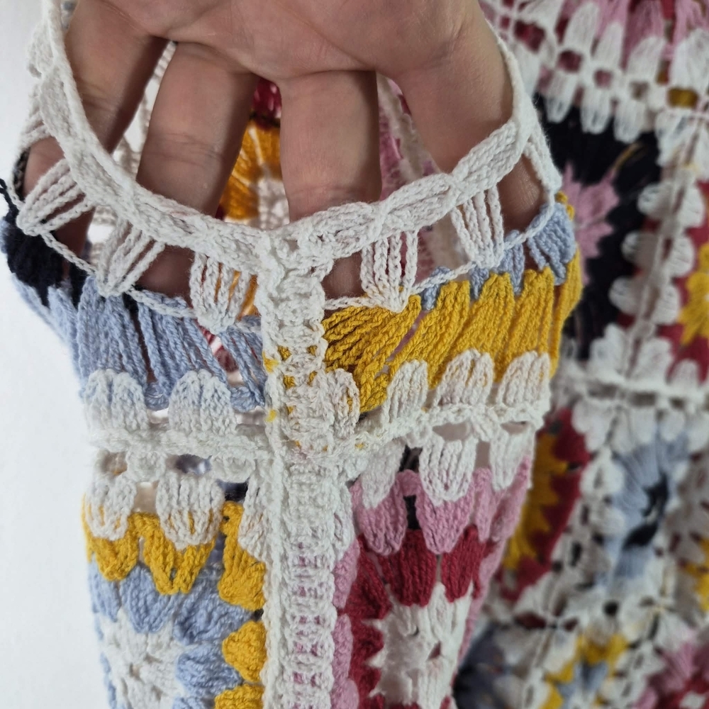 Vintage Colorful Crochet Sleeveless Top Size M - Picture 5 of 6